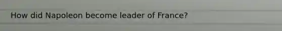 How did Napoleon become leader of France?