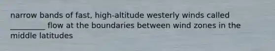 narrow bands of fast, high-altitude westerly winds called _________ flow at the boundaries between wind zones in the middle latitudes