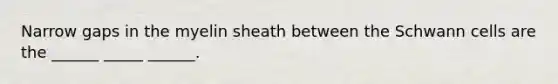 Narrow gaps in the myelin sheath between the Schwann cells are the ______ _____ ______.