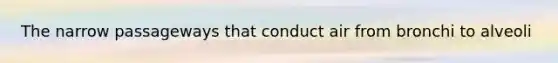 The narrow passageways that conduct air from bronchi to alveoli