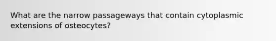 What are the narrow passageways that contain cytoplasmic extensions of osteocytes?