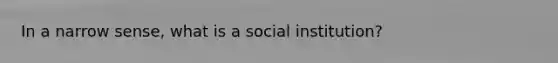 In a narrow sense, what is a social institution?