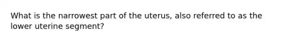 What is the narrowest part of the uterus, also referred to as the lower uterine segment?