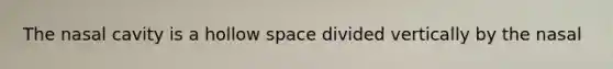 The nasal cavity is a hollow space divided vertically by the nasal