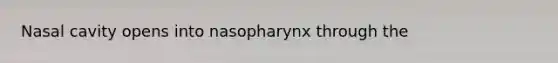 Nasal cavity opens into nasopharynx through the