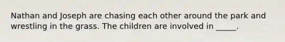 Nathan and Joseph are chasing each other around the park and wrestling in the grass. The children are involved in _____.