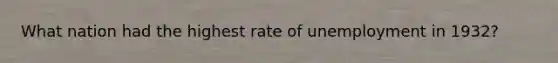 What nation had the highest rate of unemployment in 1932?