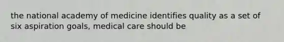 the national academy of medicine identifies quality as a set of six aspiration goals, medical care should be