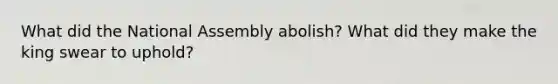 What did the National Assembly abolish? What did they make the king swear to uphold?