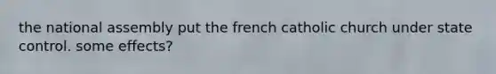 the national assembly put the french catholic church under state control. some effects?