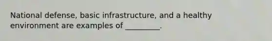 National defense, basic infrastructure, and a healthy environment are examples of _________.