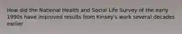 How did the National Health and Social Life Survey of the early 1990s have improved results from Kinsey's work several decades earlier