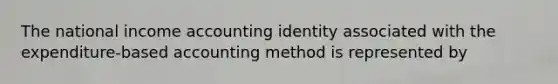 The national income accounting identity associated with the expenditure-based accounting method is represented by