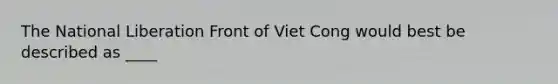 The National Liberation Front of Viet Cong would best be described as ____