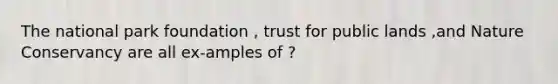 The national park foundation , trust for public lands ,and Nature Conservancy are all ex-amples of ?