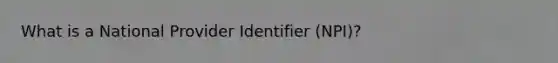 What is a National Provider Identifier (NPI)?