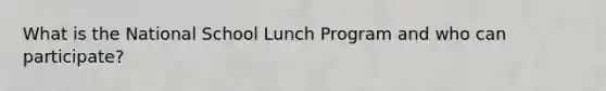 What is the National School Lunch Program and who can participate?