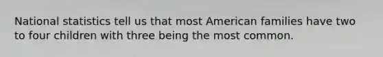 National statistics tell us that most American families have two to four children with three being the most common.