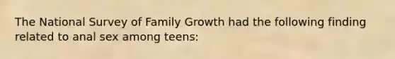 The National Survey of Family Growth had the following finding related to anal sex among teens: