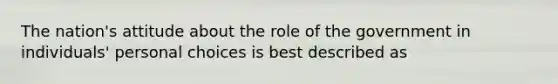 The nation's attitude about the role of the government in individuals' personal choices is best described as