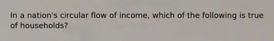 In a nation's circular flow of income, which of the following is true of households?