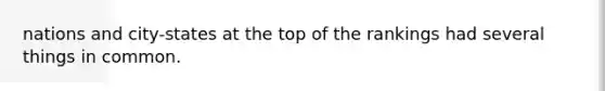 nations and city-states at the top of the rankings had several things in common.