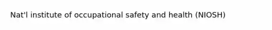 Nat'l institute of occupational safety and health (NIOSH)