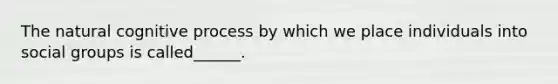 The natural cognitive process by which we place individuals into social groups is called______.