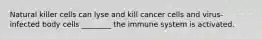 Natural killer cells can lyse and kill cancer cells and virus-infected body cells ________ the immune system is activated.