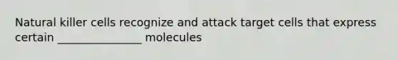 Natural killer cells recognize and attack target cells that express certain _______________ molecules