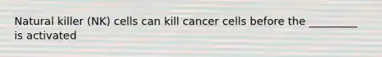 Natural killer (NK) cells can kill cancer cells before the _________ is activated