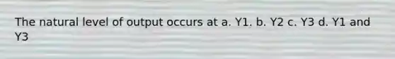 The natural level of output occurs at a. Y1. b. Y2 c. Y3 d. Y1 and Y3