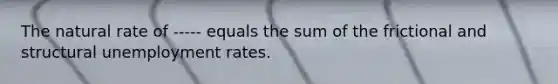 The natural rate of ----- equals the sum of the frictional and structural unemployment rates.