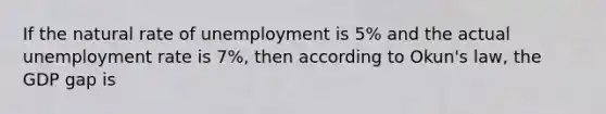 If the natural rate of unemployment is 5% and the actual unemployment rate is 7%, then according to Okun's law, the GDP gap is