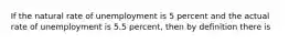 If the natural rate of unemployment is 5 percent and the actual rate of unemployment is 5.5 percent, then by definition there is