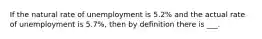 If the natural rate of unemployment is 5.2% and the actual rate of unemployment is 5.7%, then by definition there is ___.