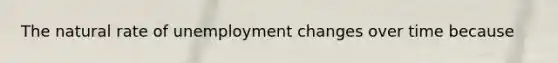 The natural rate of unemployment changes over time because