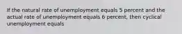 If the natural rate of unemployment equals 5 percent and the actual rate of unemployment equals 6 percent, then cyclical unemployment equals