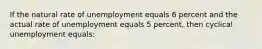 If the natural rate of unemployment equals 6 percent and the actual rate of unemployment equals 5 percent, then cyclical unemployment equals: