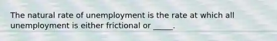 The natural rate of unemployment is the rate at which all unemployment is either frictional or _____.