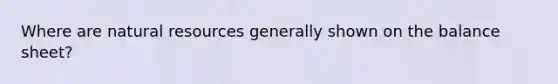 Where are natural resources generally shown on the balance sheet?