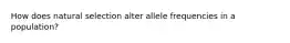 How does natural selection alter allele frequencies in a population?
