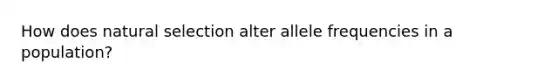 How does natural selection alter allele frequencies in a population?