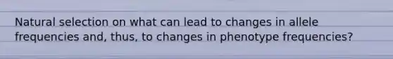 Natural selection on what can lead to changes in allele frequencies and, thus, to changes in phenotype frequencies?