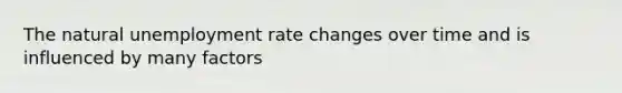 The natural unemployment rate changes over time and is influenced by many factors