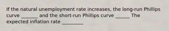 If the natural unemployment rate​ increases, the​ long-run Phillips curve​ _______ and the​ short-run Phillips curve​ ______ The expected inflation rate _________