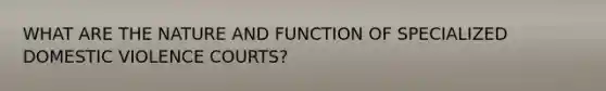 WHAT ARE THE NATURE AND FUNCTION OF SPECIALIZED DOMESTIC VIOLENCE COURTS?