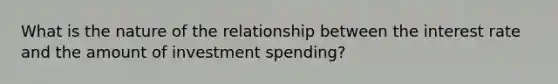 What is the nature of the relationship between the interest rate and the amount of investment spending?