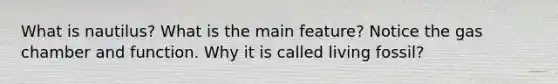 What is nautilus? What is the main feature? Notice the gas chamber and function. Why it is called living fossil?