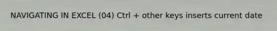 NAVIGATING IN EXCEL (04) Ctrl + other keys inserts current date